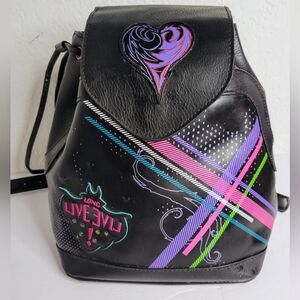 Disney Descendants Black Faux Leather Mini Backpack, Long Live Evil Bag